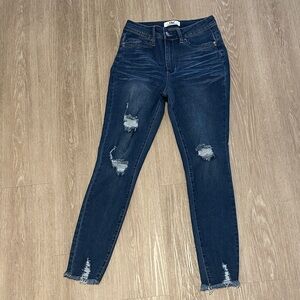YMI Dark Blue Distressed Skinny Jeans